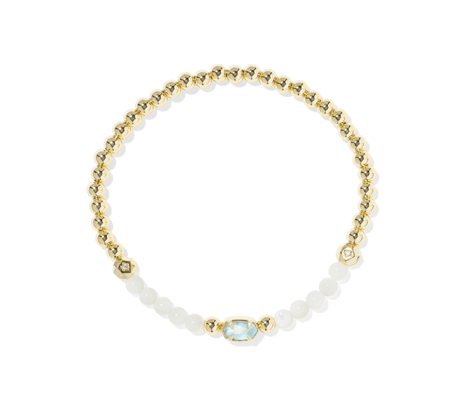 Emilie Ivory Mother of Pearl Stone Beaded Stretch Bracelet