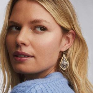 Addie Gold Drop Earrings in Silver Filigree Mix - view 2