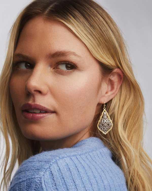 Addie Gold Drop Earrings in Silver Filigree Mix - view 2