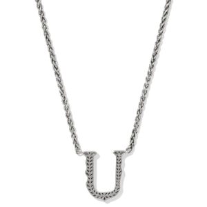 Beau Letter U Pendant Necklace in Vintage Silver