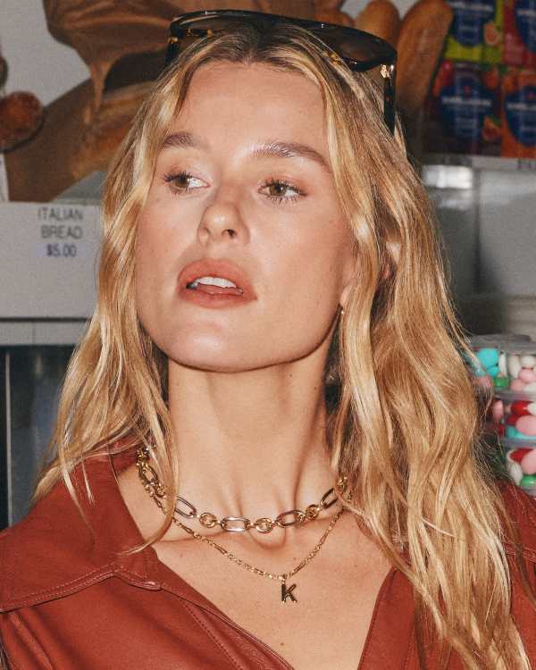 Bubble Letter K Gold Short Pendant Necklace - alternate view