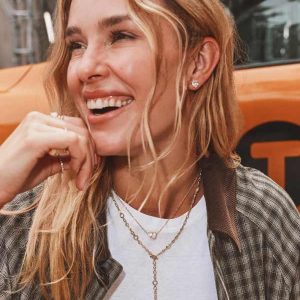Cailin Gold Crystal Stud Earrings in White CZ - view 2