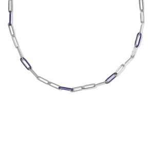 Courtney Silver Enamel Link and Chain Necklace