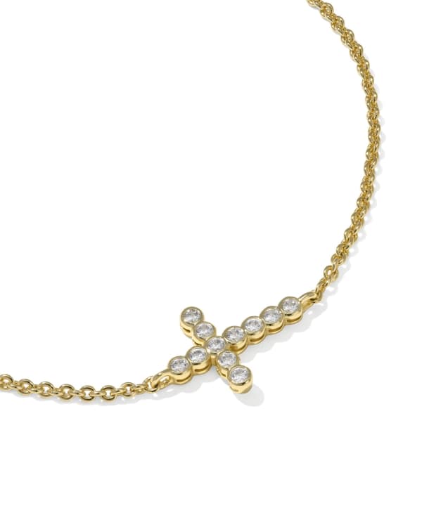 Cross Gold Crystal Delicate Chain Bracelet - view 2