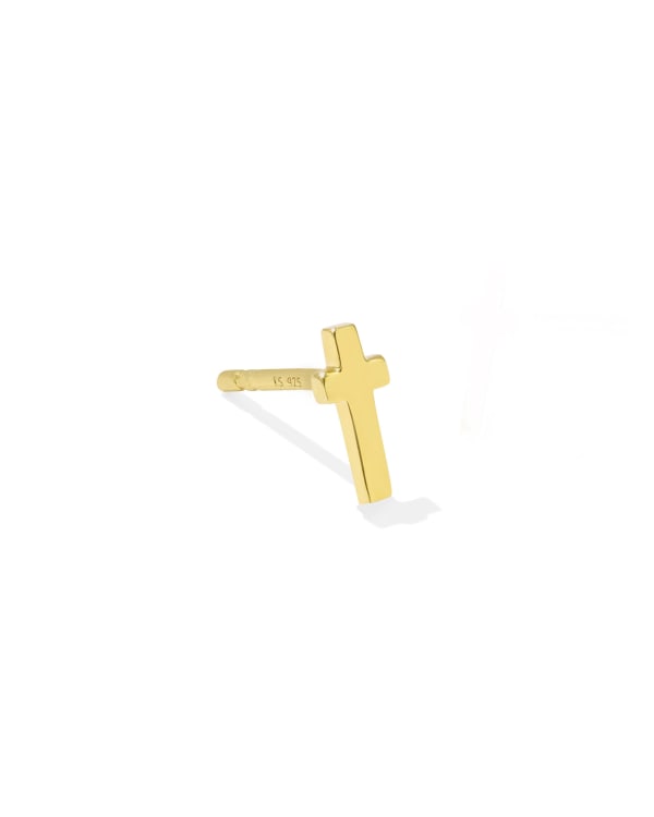 Cross Single Stud Earring in 18k Gold Vermeil