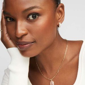 Daphne Gold Pave Frame Short Pendant Necklace - alternate view