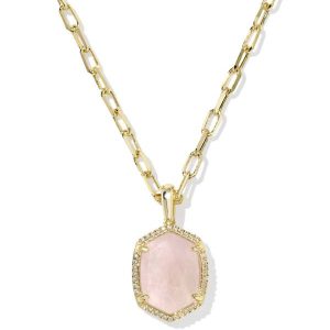 Daphne Gold Pave Frame Short Pendant Necklace