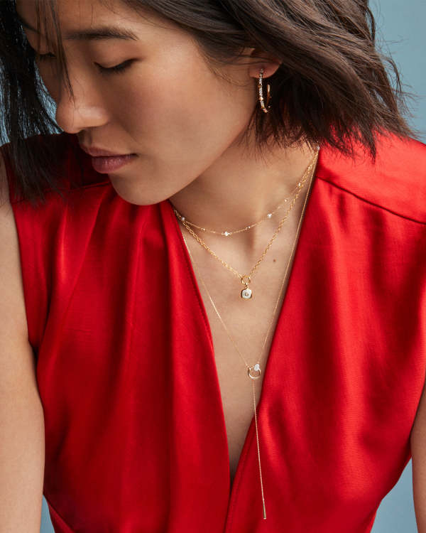 Davie 18k Gold Vermeil Stone Link and Chain Necklace - alternate view