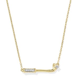 Diamond Accent Golf Club 14k Yellow Gold Necklace