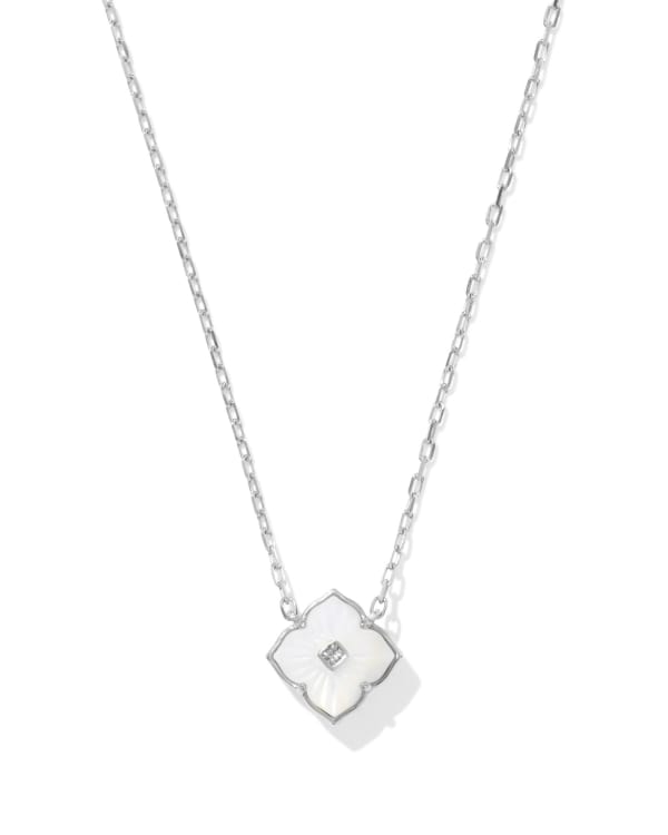 Dira Sterling Silver Carved Stone Pendant Necklace