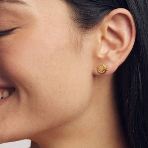 Dira Sun 18k Gold Vermeil Metal Stud Earrings - view 2