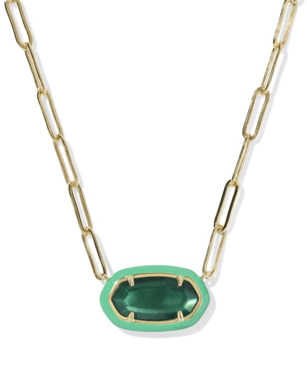 Elisa Enamel Frame Gold Paperclip Necklace