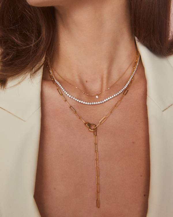 0.1 ct Floating Lab Grown White Diamond Pendant Necklace in 14k Yellow Gold - view 2