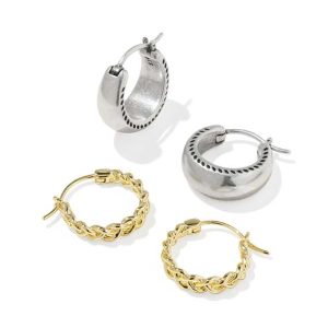 Gabriella Mixed Metal Set of 2 Huggie Earrings