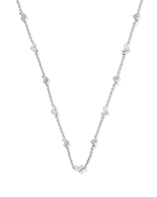 Haven Silver Strand Necklace in Pink Enamel - alternate view