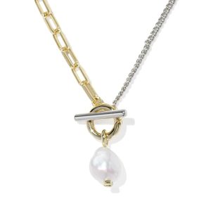 Leighton Convertible Mixed Metal Pearl Chain Necklace