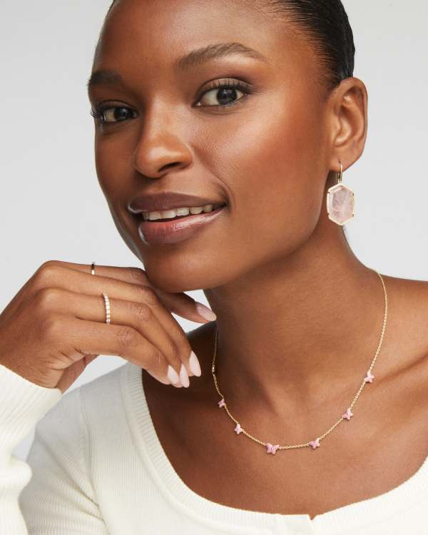 Lillia Butterfly Gold Enamel Strand Necklace - alternate view
