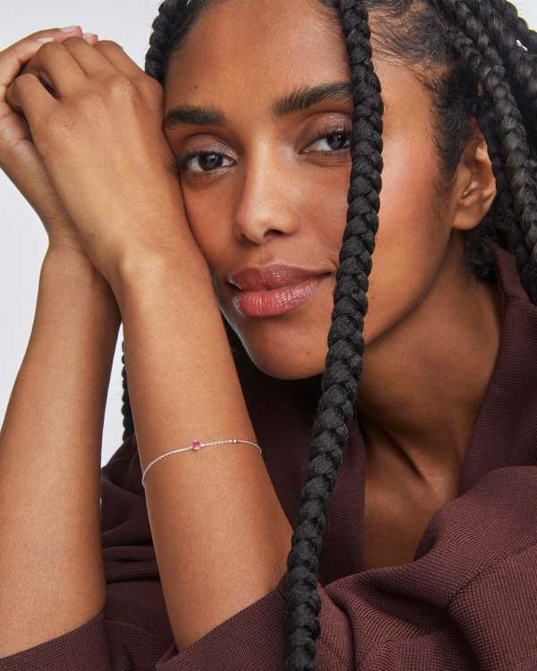 Maisie Sterling Silver July Delicate Chain Bracelet - view 2