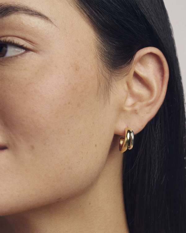 Meg Mixed Metal Double Huggie Earrings - view 2
