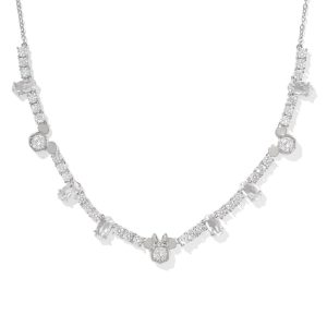 Disney | Kendra Scott Silver Mickey Mouse and Minnie Mouse Tennis Necklace in White CZ