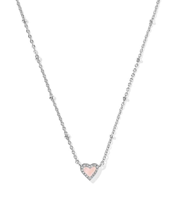 Mini Ari Heart Silver Satellite Short Pendant Necklace