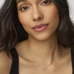 Mini Elisa Silver Satellite Short Pendant Necklace in Ivory Mother-of-Pearl - alternate view