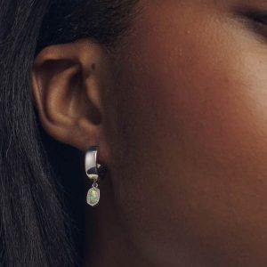 Mini Ellie Silver Wide Huggie Earrings - view 2