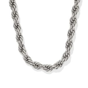 Noble Rope Link and Chain Necklace in Vintage Silver