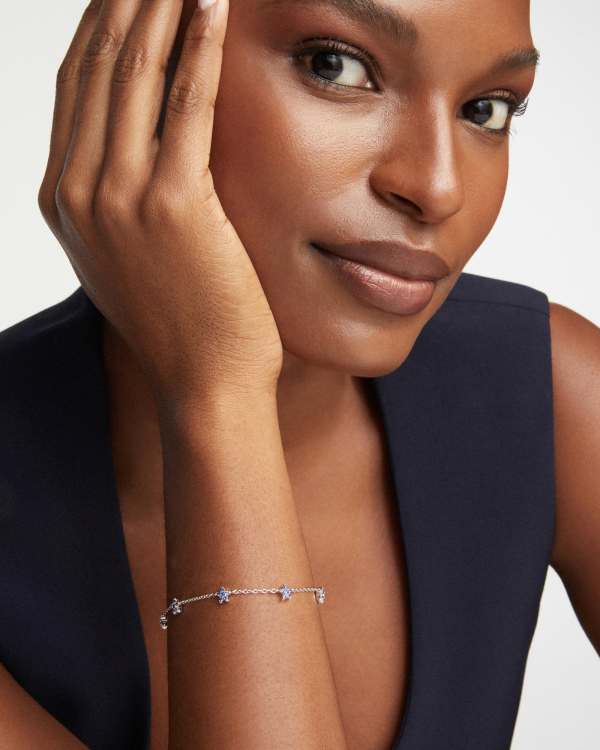 Sierra Silver Star Crystal Delicate Chain Bracelet - view 2