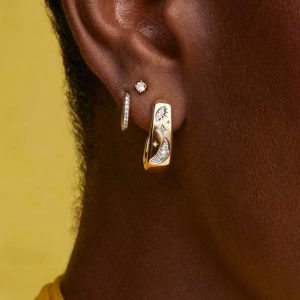 Skye Celestial 18k Yellow Gold Vermeil Huggie Earrings - view 2