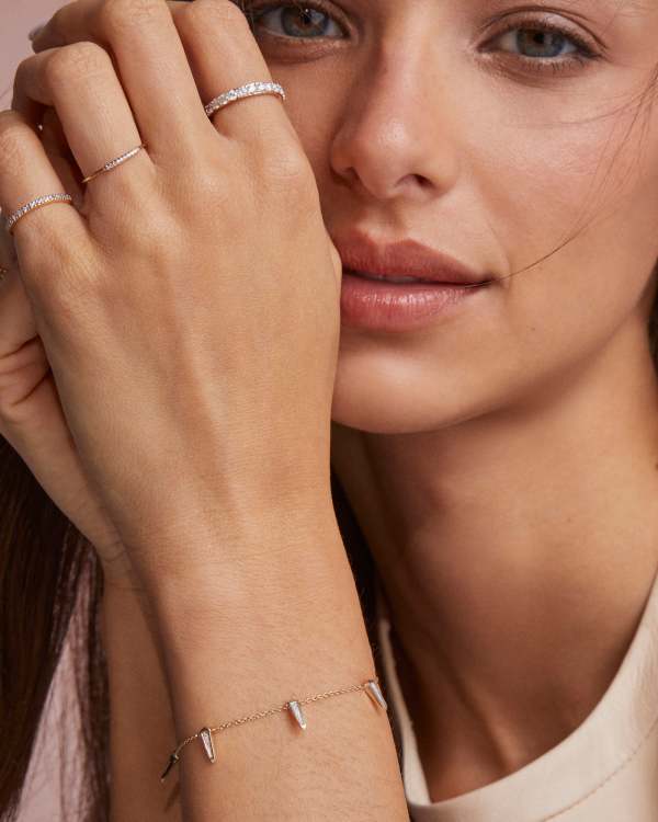 Small Spike 14k Yellow Gold Bracelet - view 2