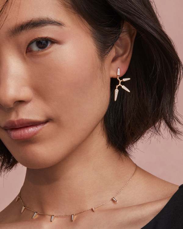 0.16 ct Small Spike 14k Yellow Gold Earrings - view 2