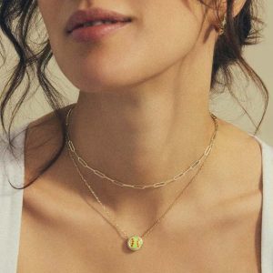 Softball Gold Short Pendant Necklace - alternate view