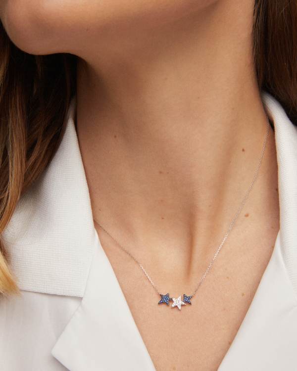 Star Cluster 14k White Gold Pendant Necklace - alternate view