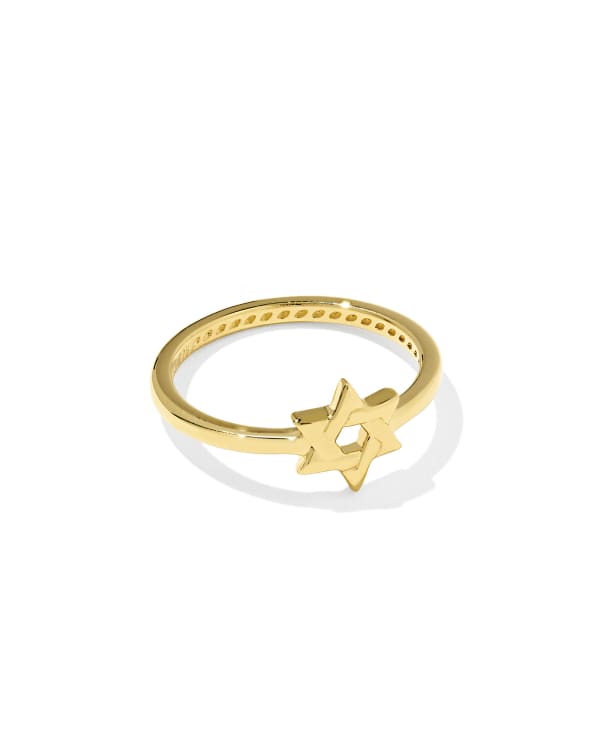 Star of David 18k Gold Vermeil Band Ring
