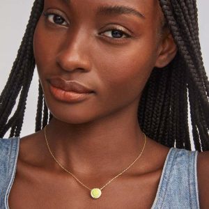 Tennis Gold Short Pendant Necklace in Chartreuse Magnesite - alternate view
