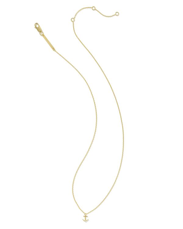 Tiny Anchor 18k Gold Vermeil Pendant Necklace in White Topaz - alternate view
