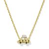 Tiny Taxi 18k Gold Vermeil Pendant Necklace in Black Spinel and White Topaz