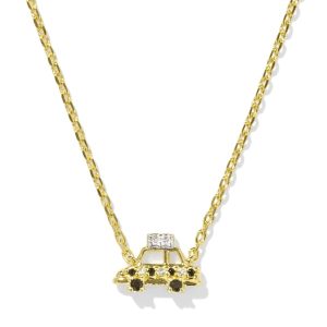 Tiny Taxi 18k Gold Vermeil Pendant Necklace in Black Spinel and White Topaz