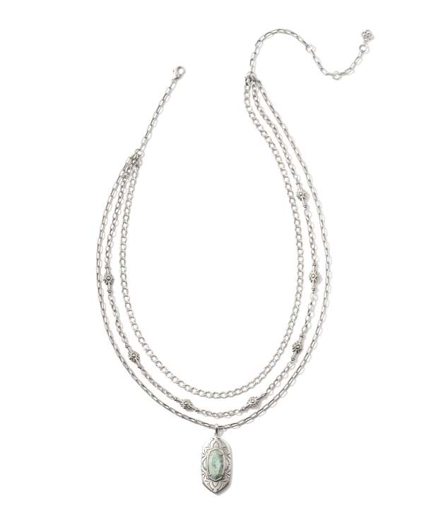 Keziah Vintage Silver Multi Strand Necklace in Sea Green Chrysocolla - alternate view
