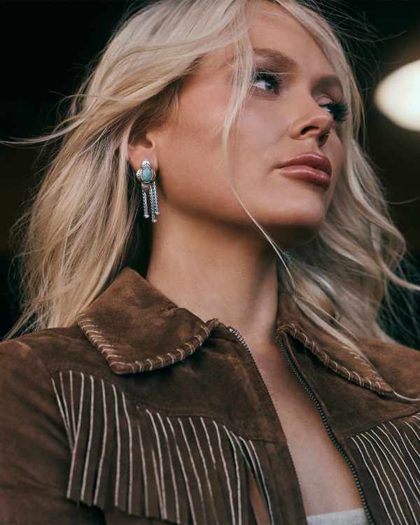 Abbie Oxidized Sterling Silver Fringe Convertible Drop Earrings - view 2