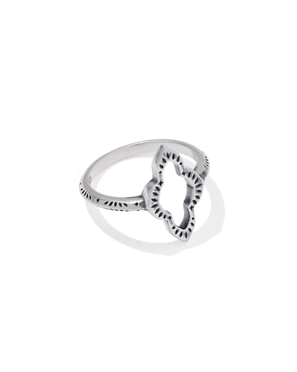 Abbie Open Frame Oxidized Sterling Silver Band Ring