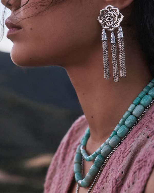 Beaded Vintage Silver Collar Necklace - alternate view
