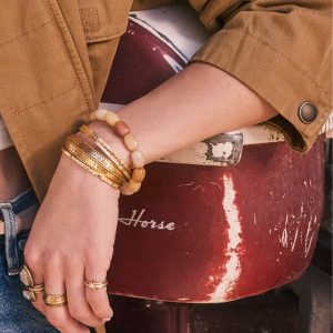 Beaded Vintage Gold Statement Stretch Bracelet - view 2
