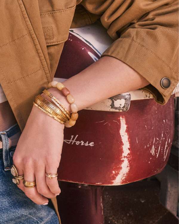 Beaded Vintage Gold Statement Stretch Bracelet - view 2