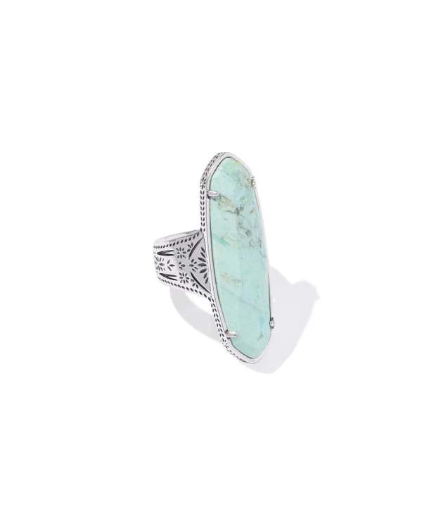 Danielle Elongrated Etch Frame Vintage Silver Ring