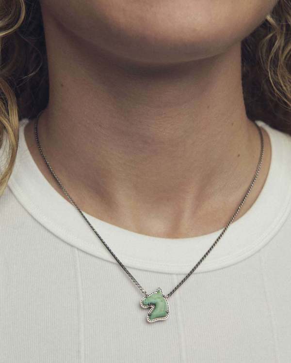 Horse Vintage Silver Short Pendant Necklace - alternate view