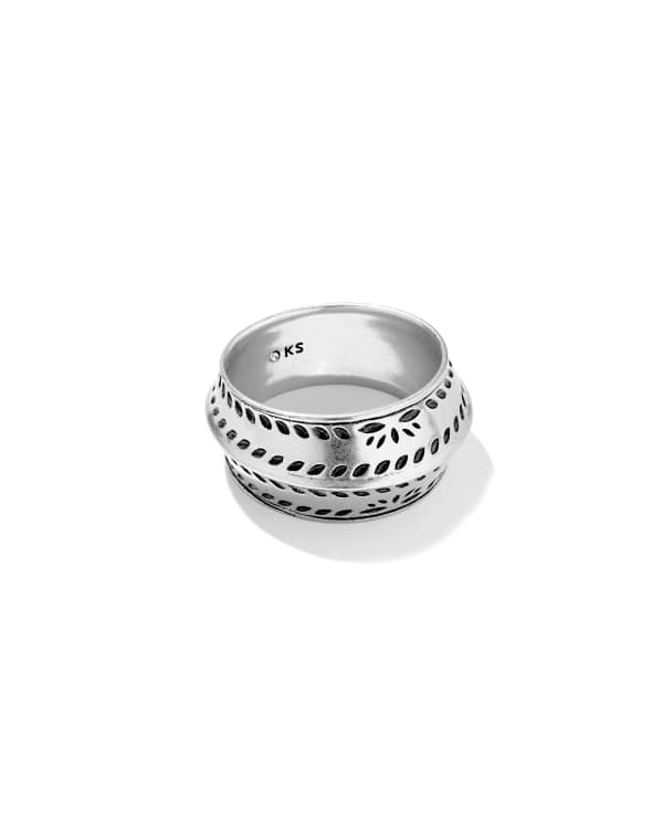 Keziah Vintage Silver Etch Frame Band Ring