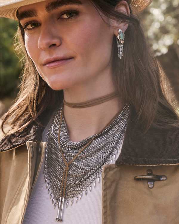 Keziah Vintage Silver Statement Bandana Necklace - alternate view
