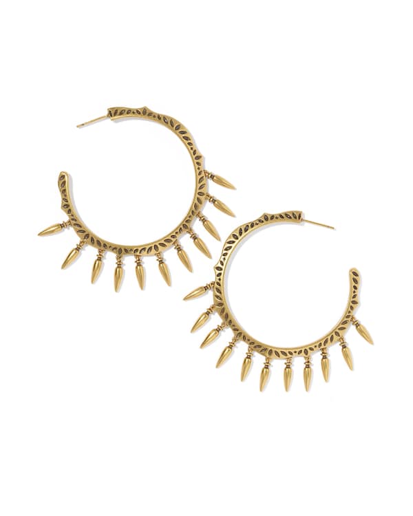 Keziah Vintage Gold Statement Fringe Hoop Earrings
